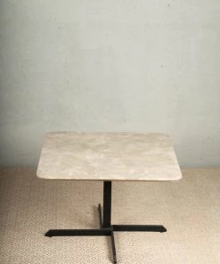 The-Golden-Triangle-India Fino - Marble And Metal Side Table - Beige Furniture