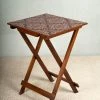 The-Golden-Triangle-India Floral Ornament Wooden Foldable Table