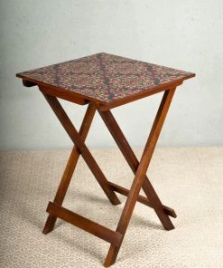 The-Golden-Triangle-India Floral Ornament Wooden Foldable Table