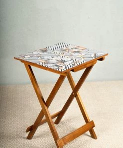 The-Golden-Triangle-India Tableware Modern Geometric Floral Wooden Foldable Table
