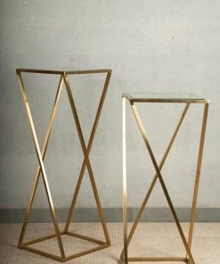 The-Golden-Triangle-India Furniture Vidrio - Glass And Metal End Table