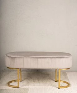 The Golden Triangle India Gwen Suede Bench - Grey