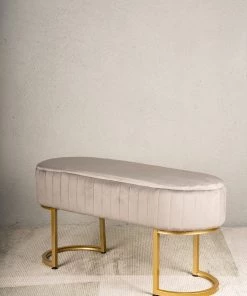 The Golden Triangle India Gwen Suede Bench - Grey