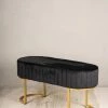 The Golden Triangle India Gwen Suede Bench - Black Furniture