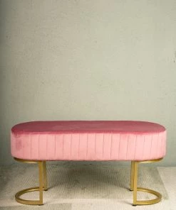 The Golden Triangle India Gwen Suede Bench - Pink