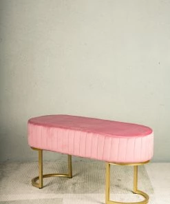 The Golden Triangle India Gwen Suede Bench - Pink