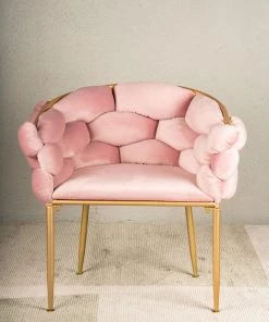 The Golden Triangle India Lara Tufted Chair - Blush Pink