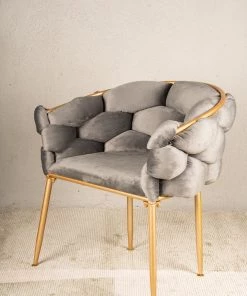 The Golden Triangle India Lara Tufted Chair - Grey