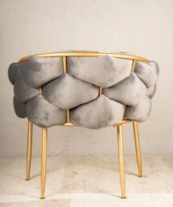The Golden Triangle India Lara Tufted Chair - Grey