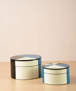 The-Golden-Triangle-India Artefacts Calico Circular Box - Blue