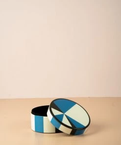 The-Golden-Triangle-India Artefacts Calico Circular Box - Blue