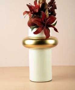 The Golden Triangle India Vases Pillar Vase With Gold Ring