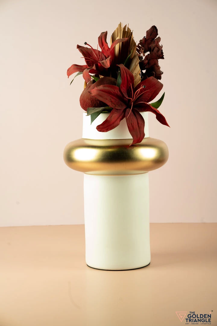The Golden Triangle India Vases Pillar Vase With Gold Ring 4 The Golden Triangle India Vases Pillar Vase With Gold Ring