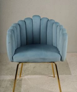 The Golden Triangle India Furniture Valentina Tiramisu Accent Chair - Blue