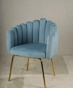 The Golden Triangle India Furniture Valentina Tiramisu Accent Chair - Blue