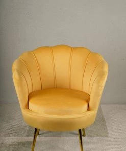 The-Golden-Triangle-India Furniture Eliza Shell Accent Chair - Yellow