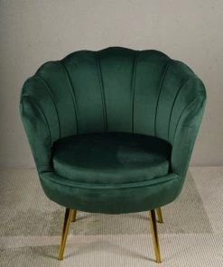 The-Golden-Triangle-India Furniture Eliza Shell Accent Chair - Emerald Green