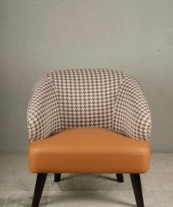 The Golden Triangle India Troy Houndstooth Barrel Chair