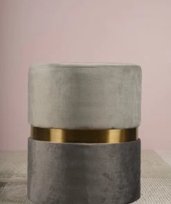 The-Golden-Triangle-India Furniture Cocktail Pouffe - Black And Grey