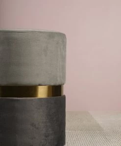 The-Golden-Triangle-India Furniture Cocktail Pouffe - Black And Grey