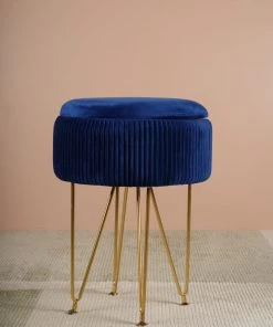 The-Golden-Triangle-India Coco Vanity Storage Pouffe - Cobalt Blue Sale
