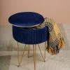 The-Golden-Triangle-India Coco Vanity Storage Pouffe - Cobalt Blue Sale