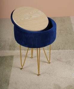 The-Golden-Triangle-India Coco Vanity Storage Pouffe - Cobalt Blue Sale