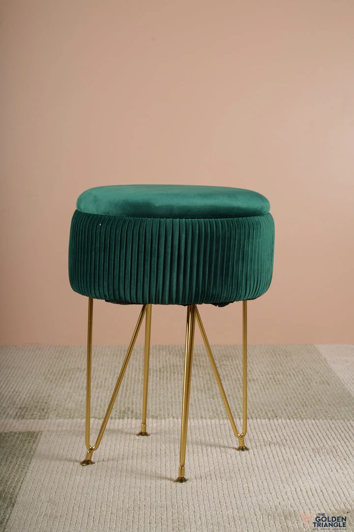 The-Golden-Triangle-India Sale Coco Vanity Storage Pouffe - Pine Green 4 The-Golden-Triangle-India Sale Coco Vanity Storage Pouffe - Pine Green
