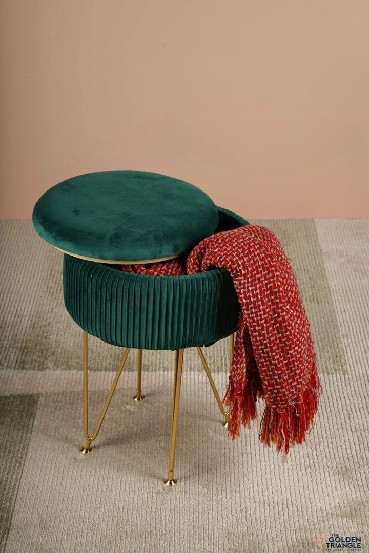The-Golden-Triangle-India Sale Coco Vanity Storage Pouffe - Pine Green 3 The-Golden-Triangle-India Sale Coco Vanity Storage Pouffe - Pine Green