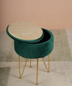 The-Golden-Triangle-India Sale Coco Vanity Storage Pouffe - Pine Green 9 The-Golden-Triangle-India Sale Coco Vanity Storage Pouffe - Pine Green