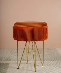 The-Golden-Triangle-India Coco Vanity Storage Pouffe - Rust