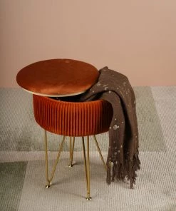 The-Golden-Triangle-India Coco Vanity Storage Pouffe - Rust