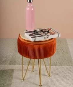 The-Golden-Triangle-India Coco Vanity Storage Pouffe - Rust