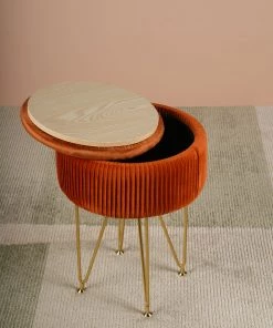 The-Golden-Triangle-India Coco Vanity Storage Pouffe - Rust