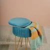 The-Golden-Triangle-India Coco Vanity Storage Pouffe - Azure Blue Sale