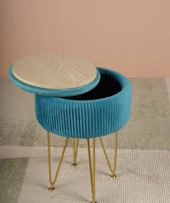 The-Golden-Triangle-India Coco Vanity Storage Pouffe - Azure Blue Sale 10 The-Golden-Triangle-India Coco Vanity Storage Pouffe - Azure Blue Sale