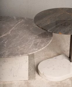 The Golden Triangle India Sacha Bunching Marble Coffee Table - Set Of 2