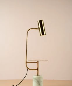 The-Golden-Triangle-India Lights & Lamps Griffith Table Lamp With A Stand - White