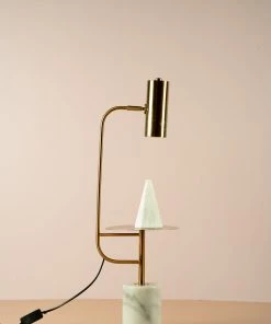 The-Golden-Triangle-India Lights & Lamps Griffith Table Lamp With A Stand - White