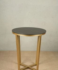 The-Golden-Triangle-India Axel Side Table - Black And Gold Furniture