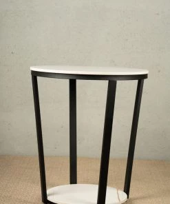 The-Golden-Triangle-India Furniture Cruz Side Table - Black And White