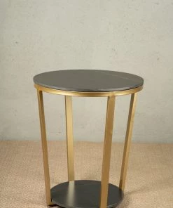 The-Golden-Triangle-India Cruz Side Table - Black And Gold Furniture