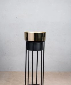 The-Golden-Triangle-India Planters Arzola Two Tone Planter - Black & Gold