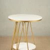 The-Golden-Triangle-India Flor Side Table - White And Gold Furniture