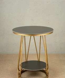 The-Golden-Triangle-India Flor Side Table - Black And Gold