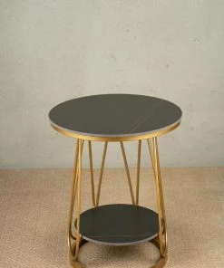 The-Golden-Triangle-India Flor Side Table - Black And Gold