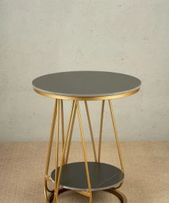 The-Golden-Triangle-India Flor Side Table - Black And Gold