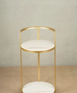 The-Golden-Triangle-India Furniture Ester Side Table - White And Gold
