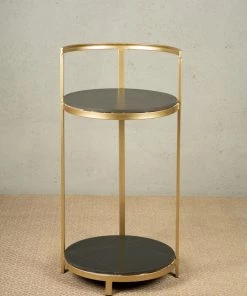 The-Golden-Triangle-India Ester Side Table - Black And Gold Furniture