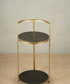 The-Golden-Triangle-India Ester Side Table - Black And Gold Furniture